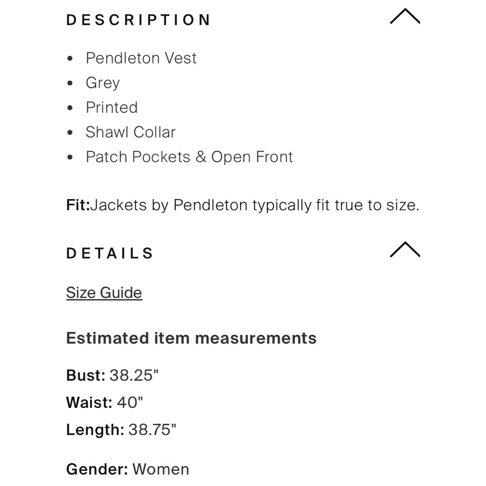 Grey Wool Pendleton Open Long Vest Size Small - image 4